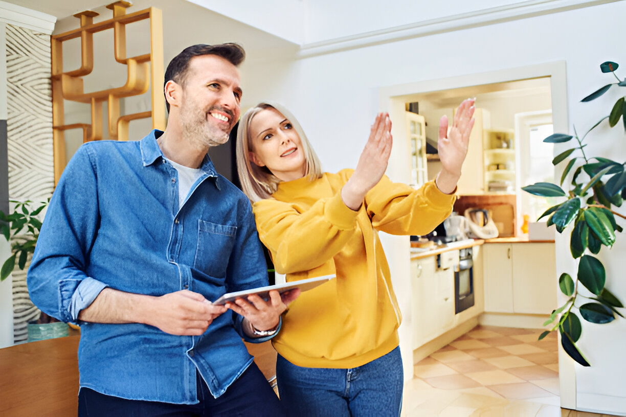 A couple discussing home renovation ideas